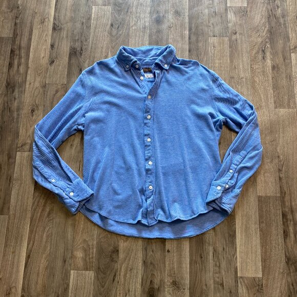 Thomas Dean Men's Blue Cotton Button Down Shirt Size Large - Picture 1 of 5